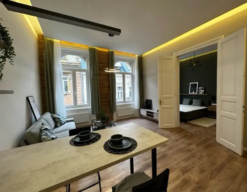 Tidy living and dining area in District VII